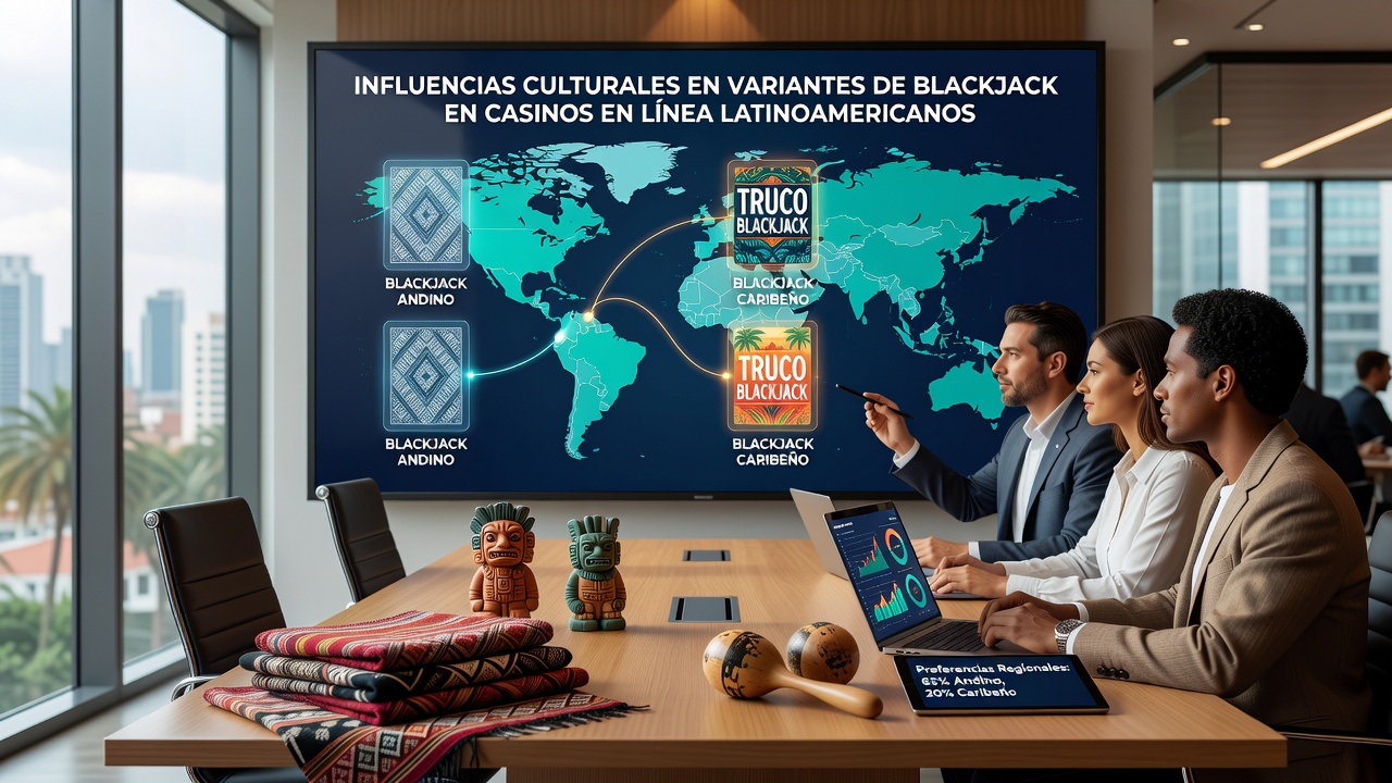 Diverse group of Latin American players selecting blackjack variants on mobile devices with cultural themes visible on screen