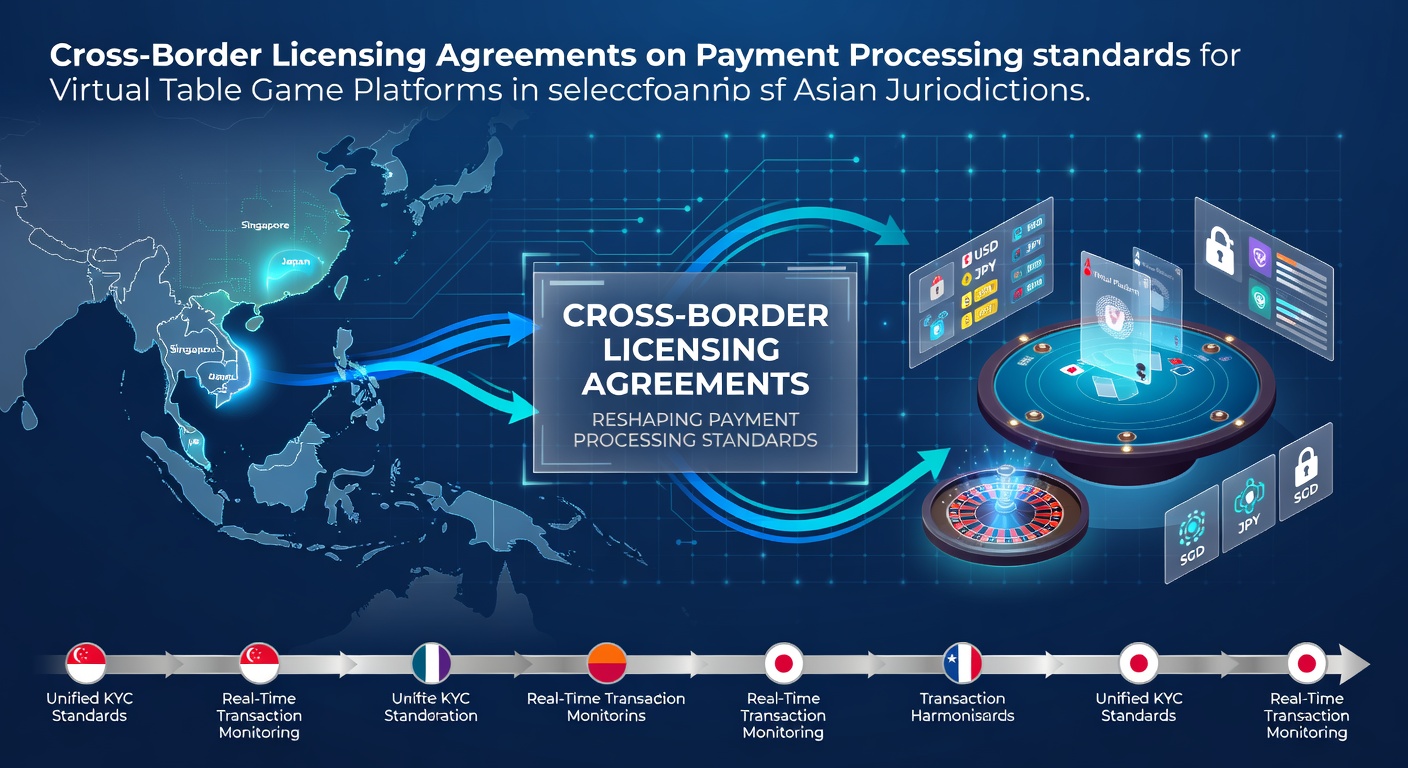 Cross-border licensing documents and payment processing interfaces for virtual table game platforms in Asia