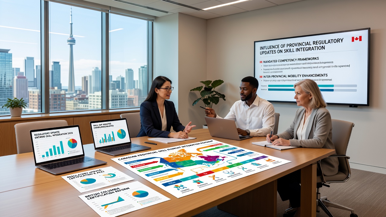 Developers reviewing code for skill-based gaming features on multiple monitors in a modern office setting