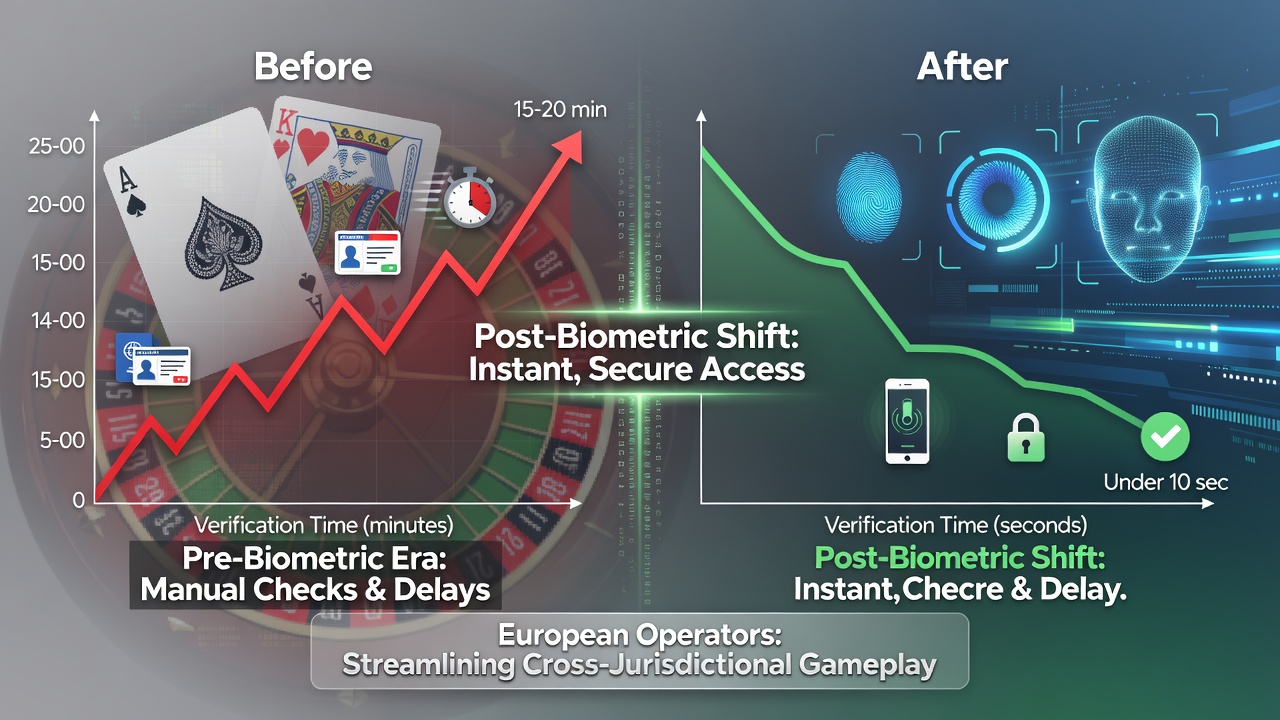 European mobile gaming interface showing biometric verification prompt for blackjack table access