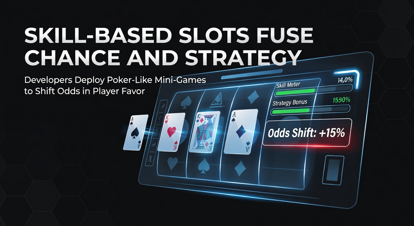 Vibrant slot machine screen displaying a poker mini-game overlay with card hands and betting chips during a bonus round